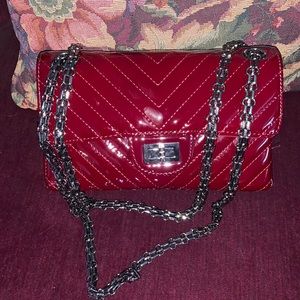 RARE Ainifeel Chevron Quilted Patent Mini Flap Bag